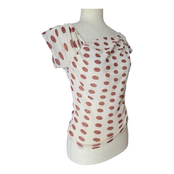 Free People Polka Dot Ruched Asymmetrical Crop Top Beige Brown Size Small - Picture 8 of 12